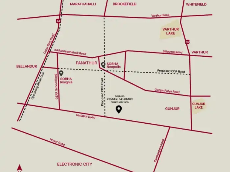 sobha crystal meadows villas location-map